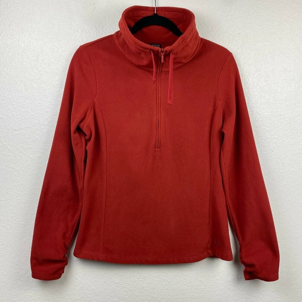 REI Sweater Women's Size S Fleece Pullover Half Zip Turtleneck Ruched Sleeve Red - Picture 1 of 8